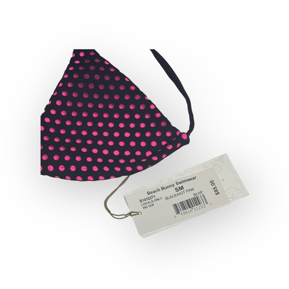 new Beach Bunny ✶ Locals Only Bikini Top ✶ Pink with Black Mesh Overlay ✶ Dots - Picture 6 of 16